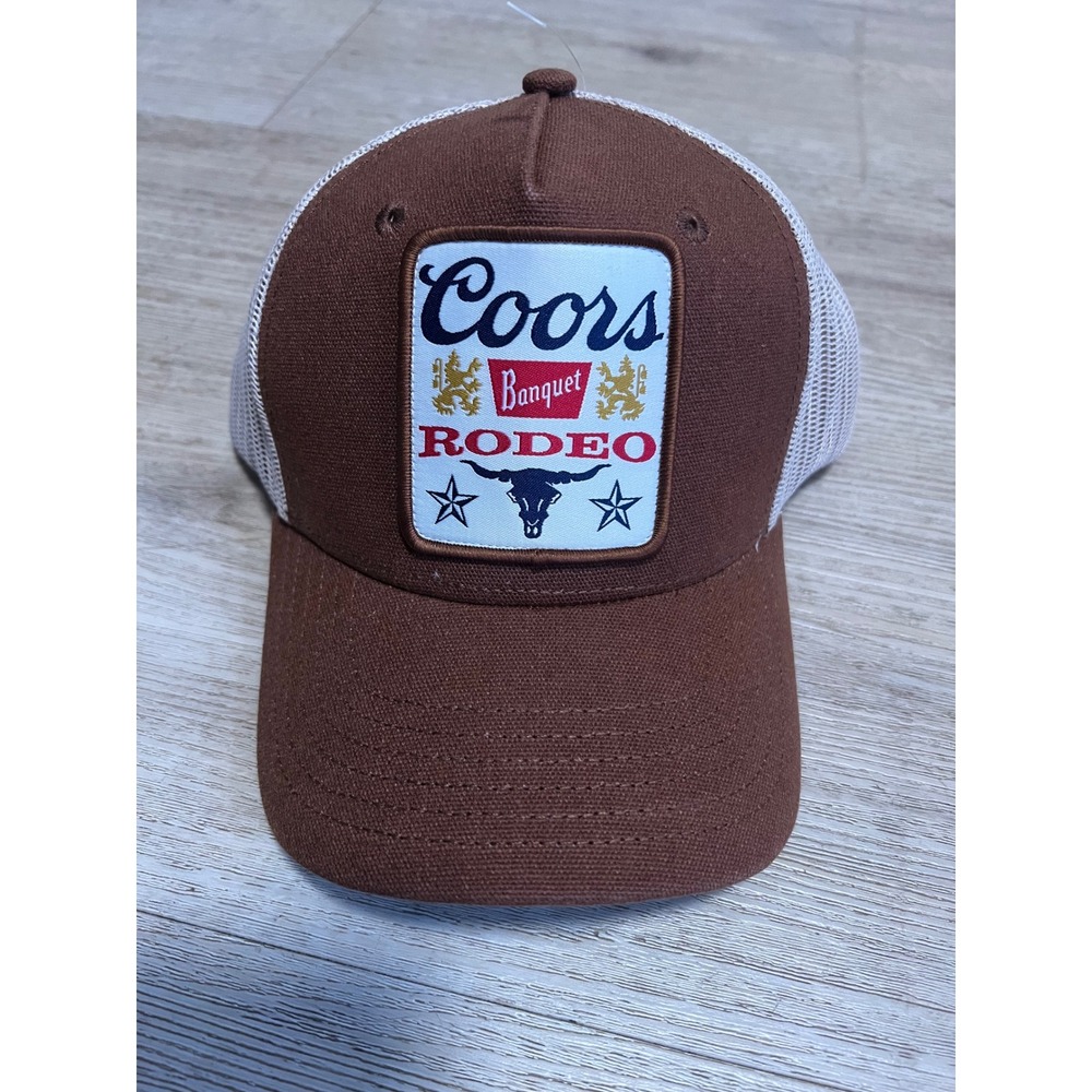 Coors Banquet‎ Rodeo Trucker Hat Brown Mesh Snapback Baseball Cap Mens NEW
